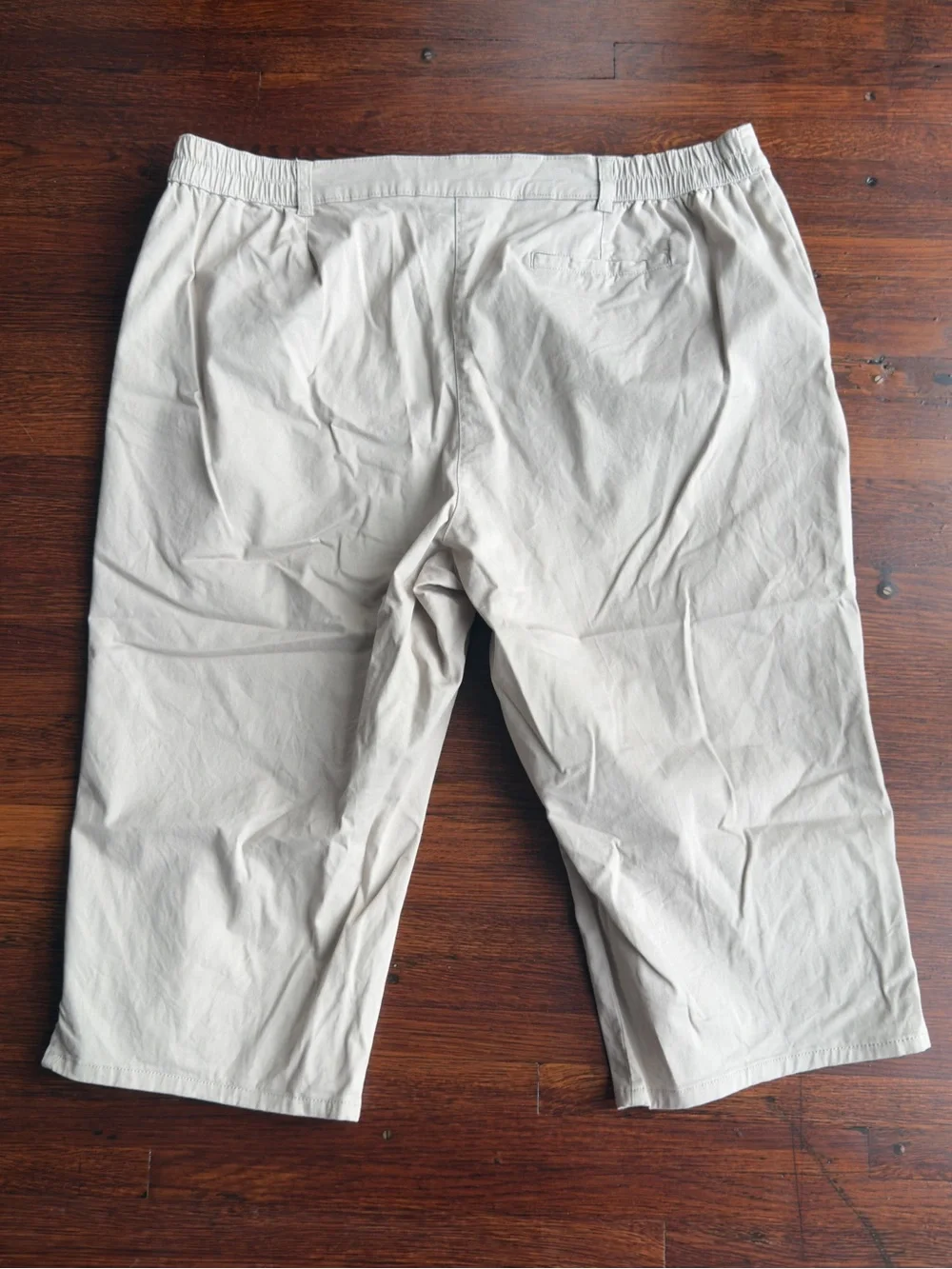 Karen Scott Light Beige Flat-Front Cotton Shorts